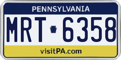 PA license plate MRT6358