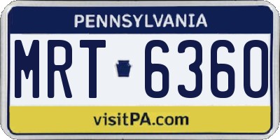 PA license plate MRT6360