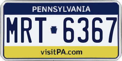 PA license plate MRT6367