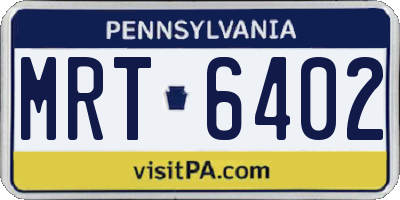 PA license plate MRT6402