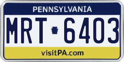 PA license plate MRT6403