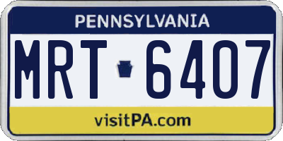 PA license plate MRT6407