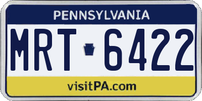 PA license plate MRT6422