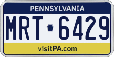 PA license plate MRT6429