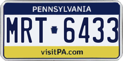 PA license plate MRT6433