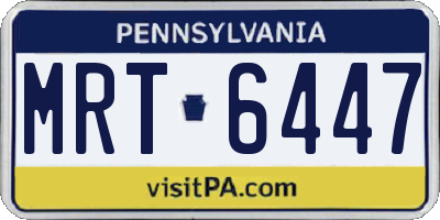 PA license plate MRT6447