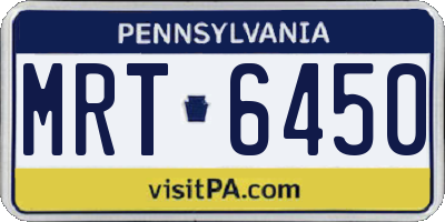 PA license plate MRT6450
