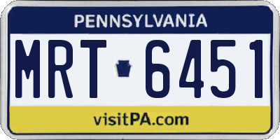PA license plate MRT6451