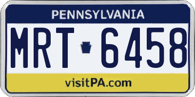 PA license plate MRT6458