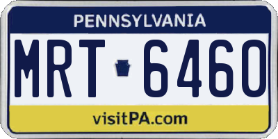 PA license plate MRT6460