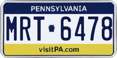 PA license plate MRT6478