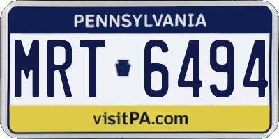 PA license plate MRT6494