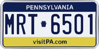 PA license plate MRT6501
