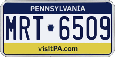 PA license plate MRT6509