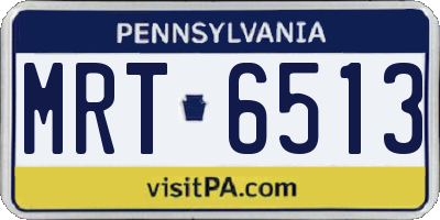 PA license plate MRT6513