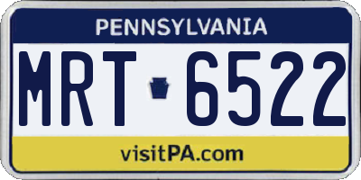 PA license plate MRT6522
