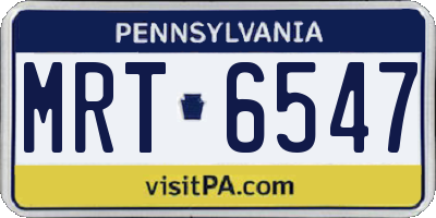 PA license plate MRT6547