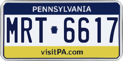 PA license plate MRT6617
