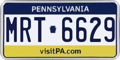 PA license plate MRT6629