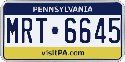 PA license plate MRT6645