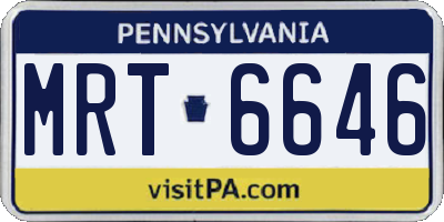PA license plate MRT6646