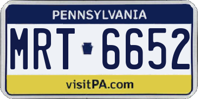 PA license plate MRT6652
