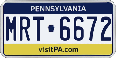 PA license plate MRT6672