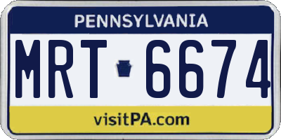 PA license plate MRT6674