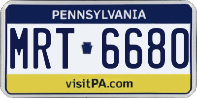 PA license plate MRT6680