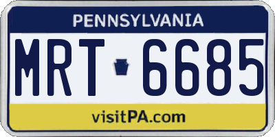 PA license plate MRT6685