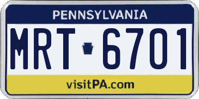 PA license plate MRT6701