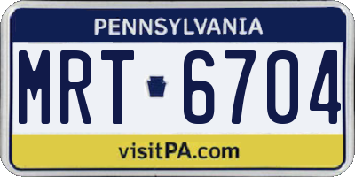 PA license plate MRT6704