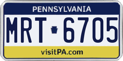 PA license plate MRT6705