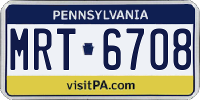 PA license plate MRT6708