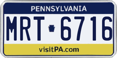 PA license plate MRT6716
