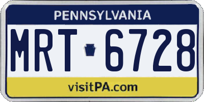 PA license plate MRT6728