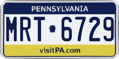 PA license plate MRT6729