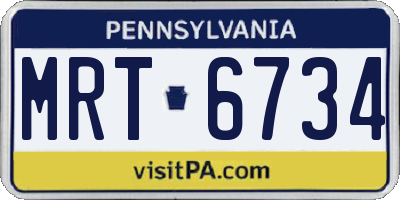 PA license plate MRT6734