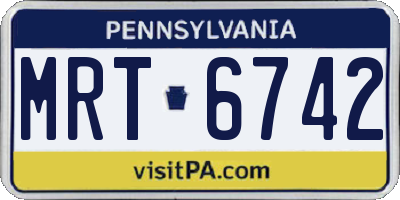 PA license plate MRT6742