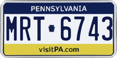 PA license plate MRT6743