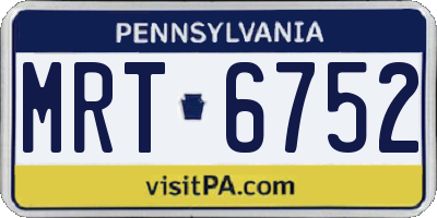 PA license plate MRT6752
