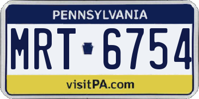 PA license plate MRT6754
