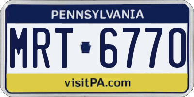 PA license plate MRT6770