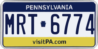 PA license plate MRT6774