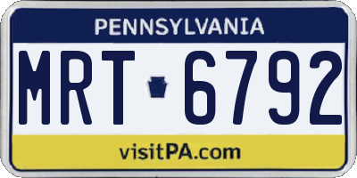PA license plate MRT6792