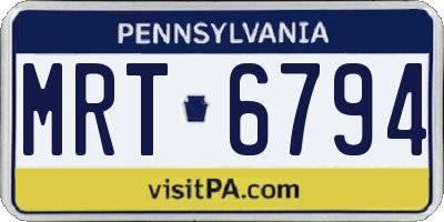 PA license plate MRT6794