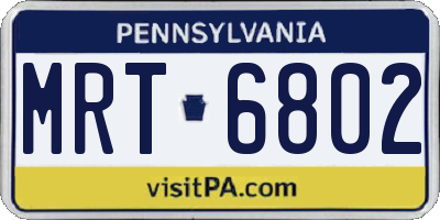 PA license plate MRT6802