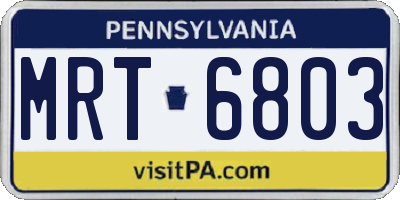 PA license plate MRT6803
