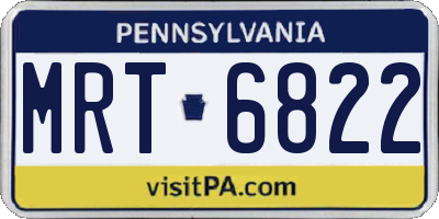 PA license plate MRT6822