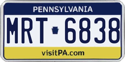 PA license plate MRT6838